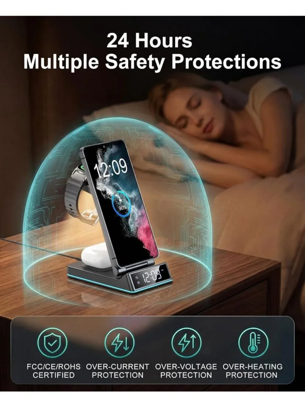 7-in-1 Wireless Charging Station | Fast Foldable Charger with Night Light